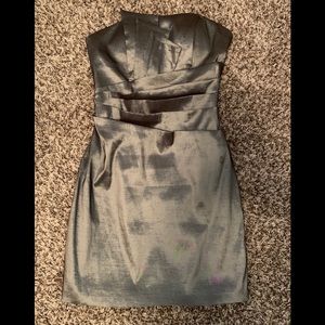Silver strapless dress